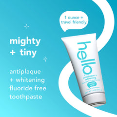hello antiplaque + whitening fluoride free travel toothpaste