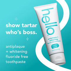 hello antiplaque + whitening fluoride free toothpaste