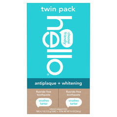 hello antiplaque + whitening fluoride free toothpaste twin pack